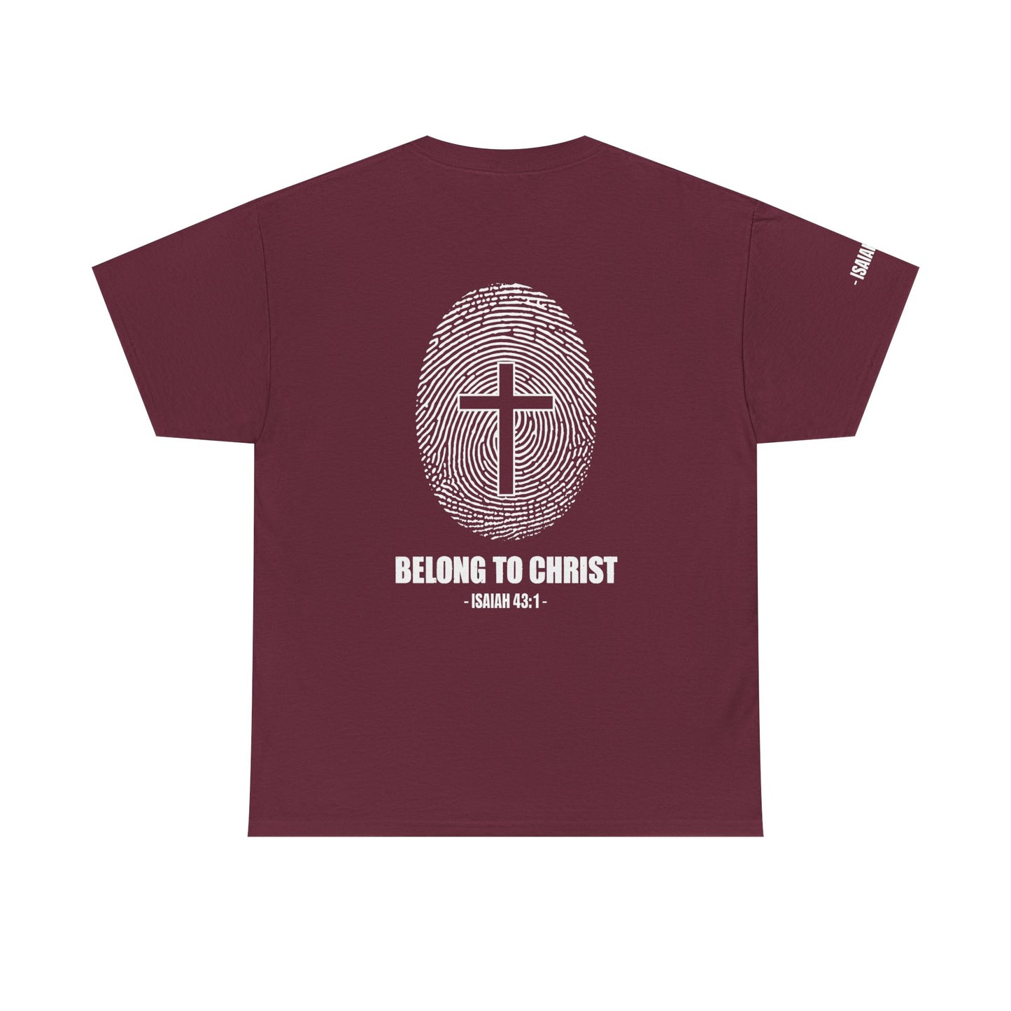 Belong to Christ T-Shirt — Christian Cross Fingerprint Tee (Isaiah 43:1)