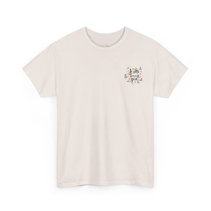 Christian T-Shirt — “Jesus Loves You” Floral Butterfly Tee