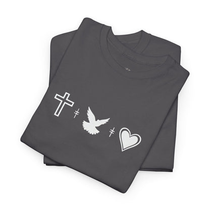 Worship Tee — "I Was Built to Worship" Christian Cross + Dove + Heart T‑Shirt