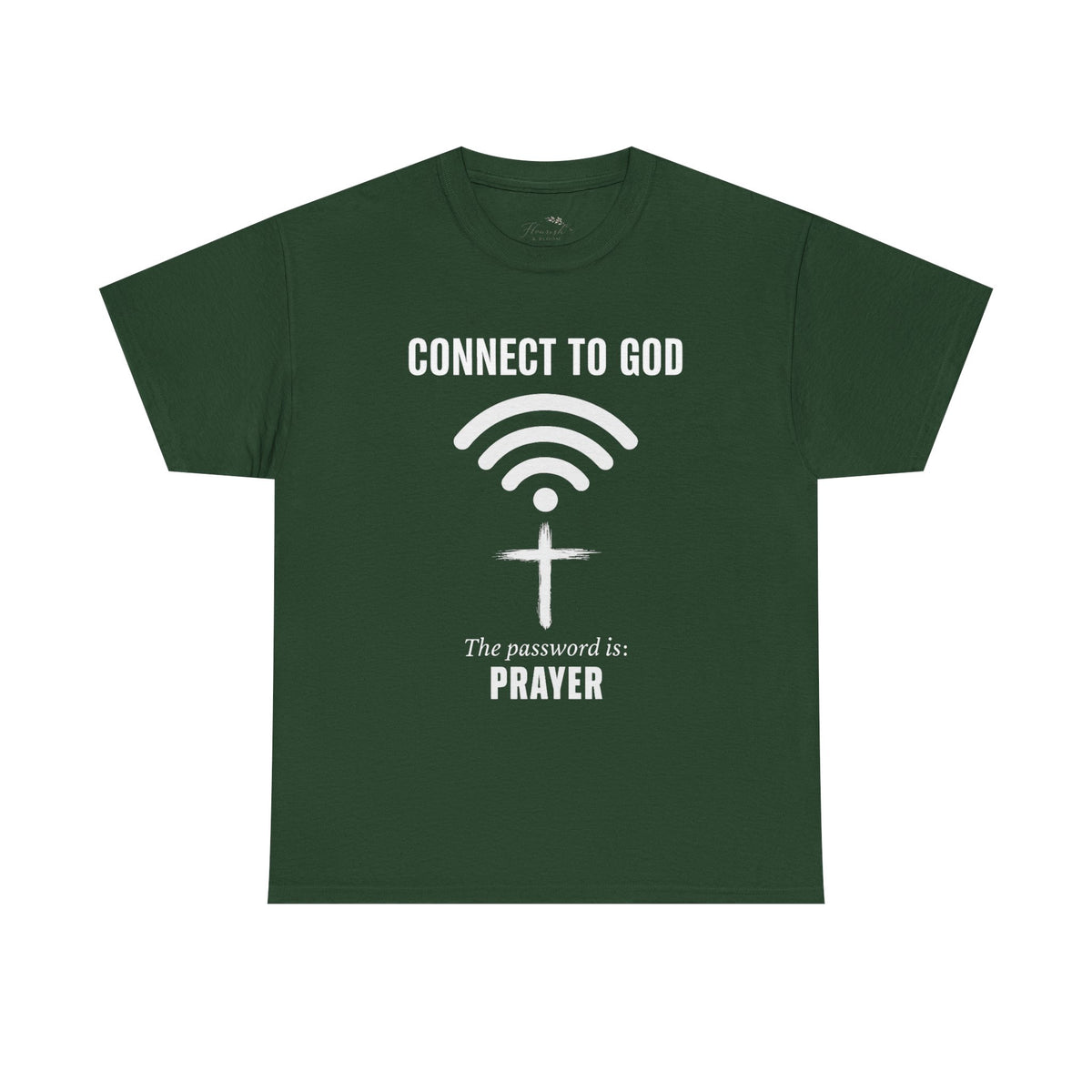 (UNISEX) Connect to God Prayer T-Shirt — Christian Faith Tee with Cross WiFi Design