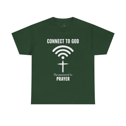 (UNISEX) Connect to God Prayer T-Shirt — Christian Faith Tee with Cross WiFi Design