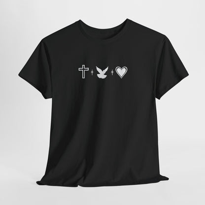 Worship Tee — "I Was Built to Worship" Christian Cross + Dove + Heart T‑Shirt