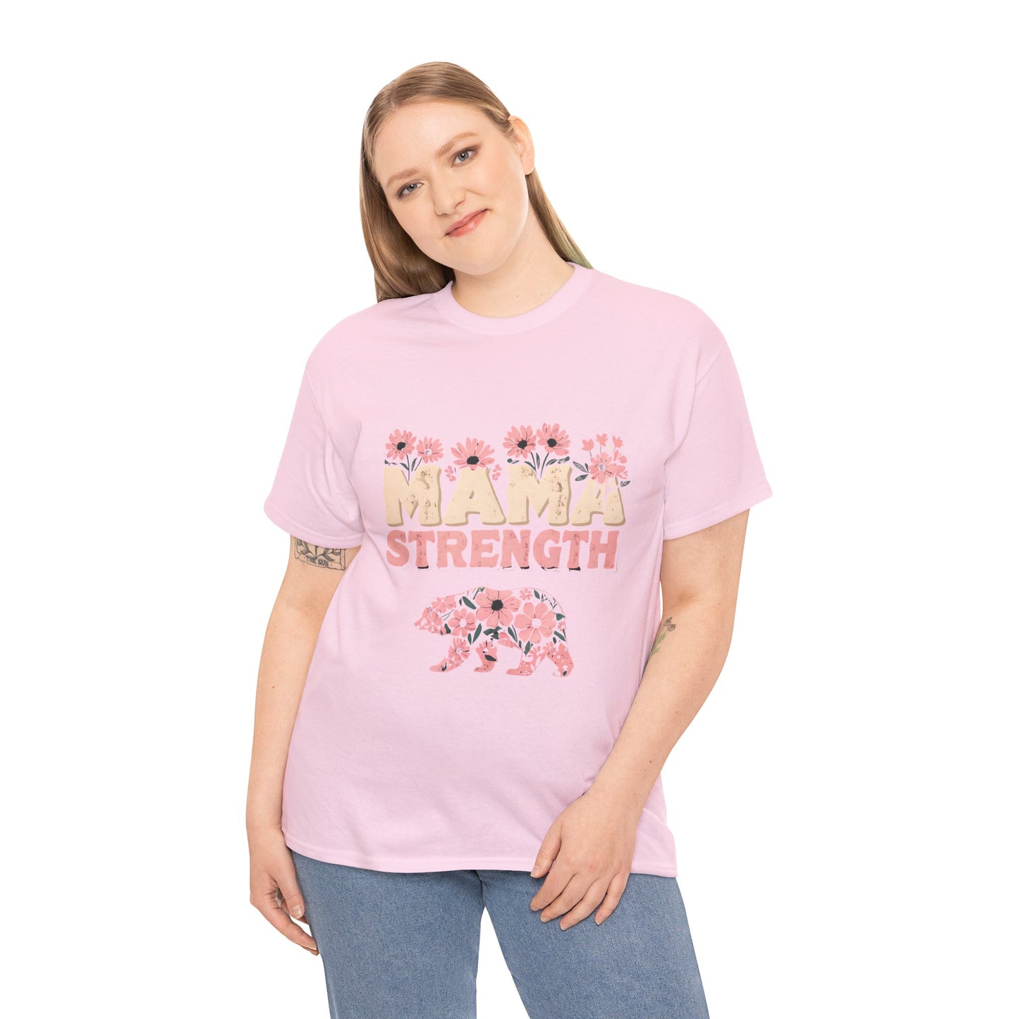 Mama Strength T-Shirt — Floral Mama Bear Tee for Mothers, Mother’s Day Gift