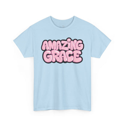 Amazing Grace T-Shirt — Pink Bubble Letter Christian Tee