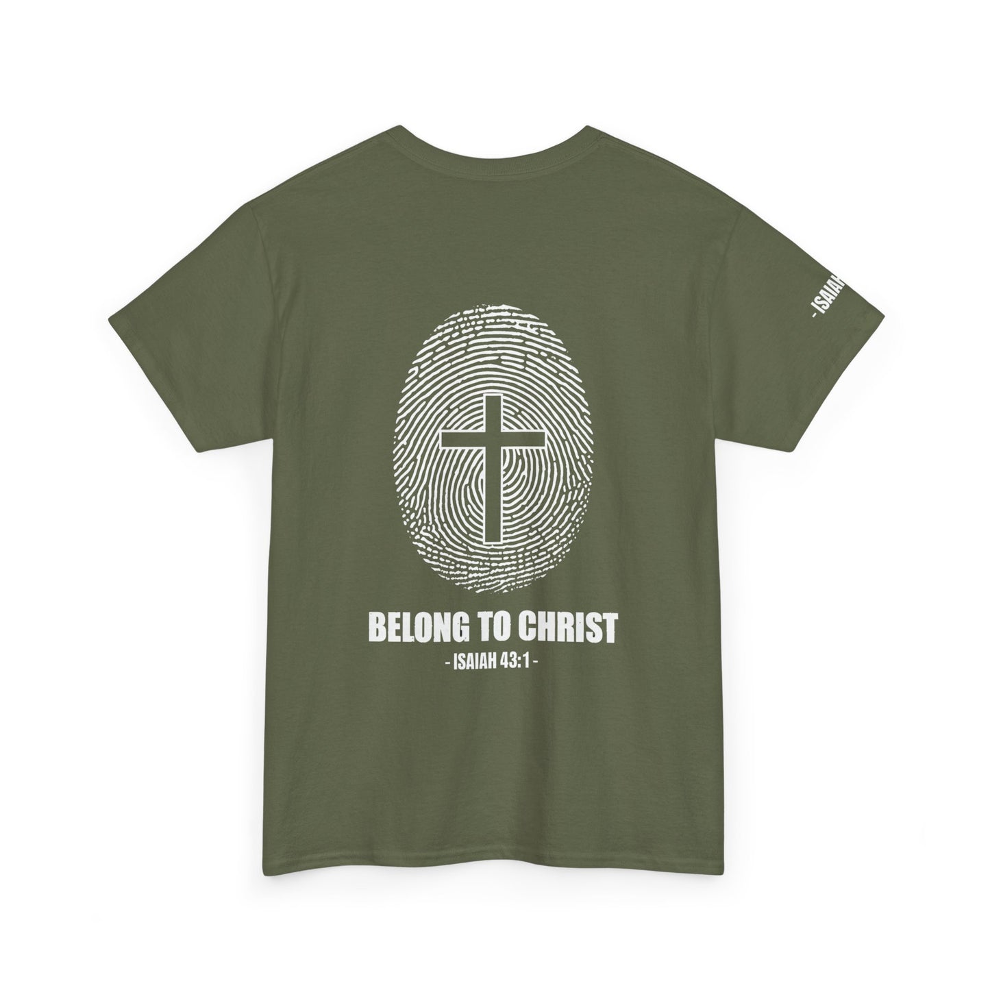 Belong to Christ T-Shirt — Christian Cross Fingerprint Tee (Isaiah 43:1)