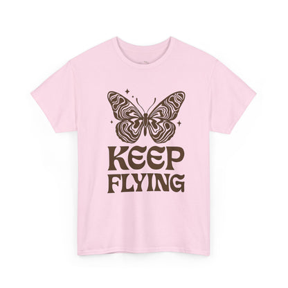 Keep Flying Butterfly Tee — Retro Motivational Graphic Shirt