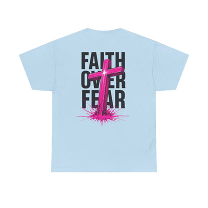 Faith Over Fear T‑Shirt — PINK Christian Cross Graphic Tee