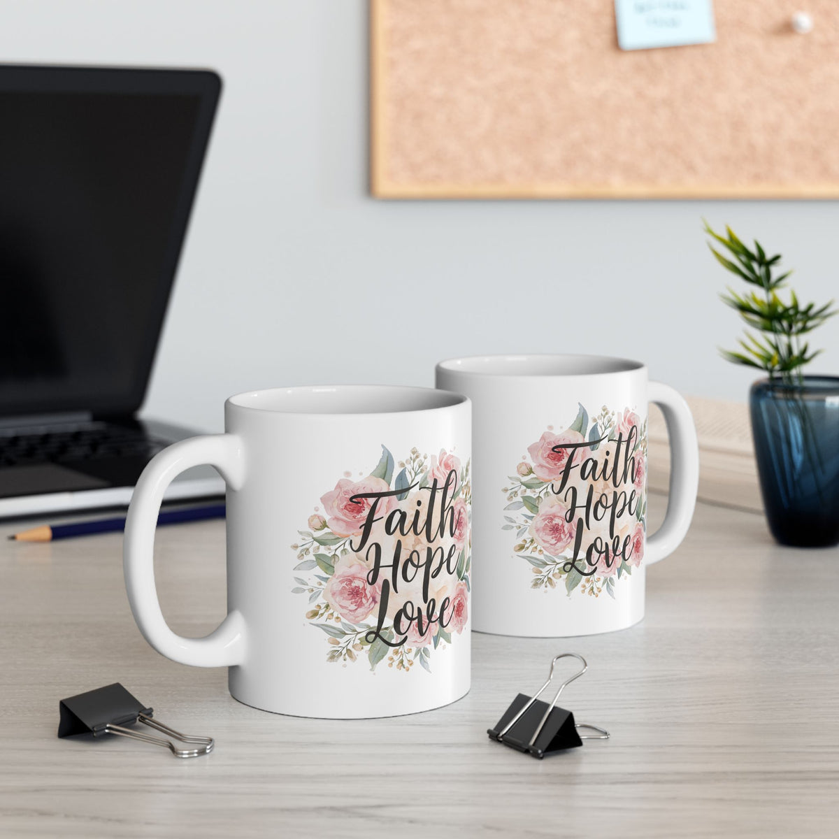 Floral Pink Roses Ceramic Mug — Elegant Botanical Coffee Cup (11oz & 15oz)