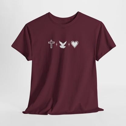 Worship Tee — "I Was Built to Worship" Christian Cross + Dove + Heart T‑Shirt