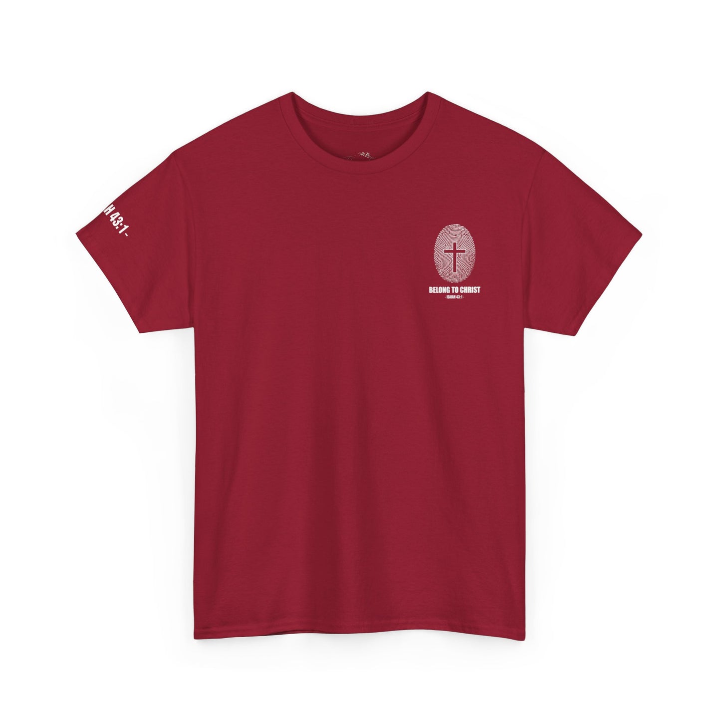 Belong to Christ T-Shirt — Christian Cross Fingerprint Tee (Isaiah 43:1)
