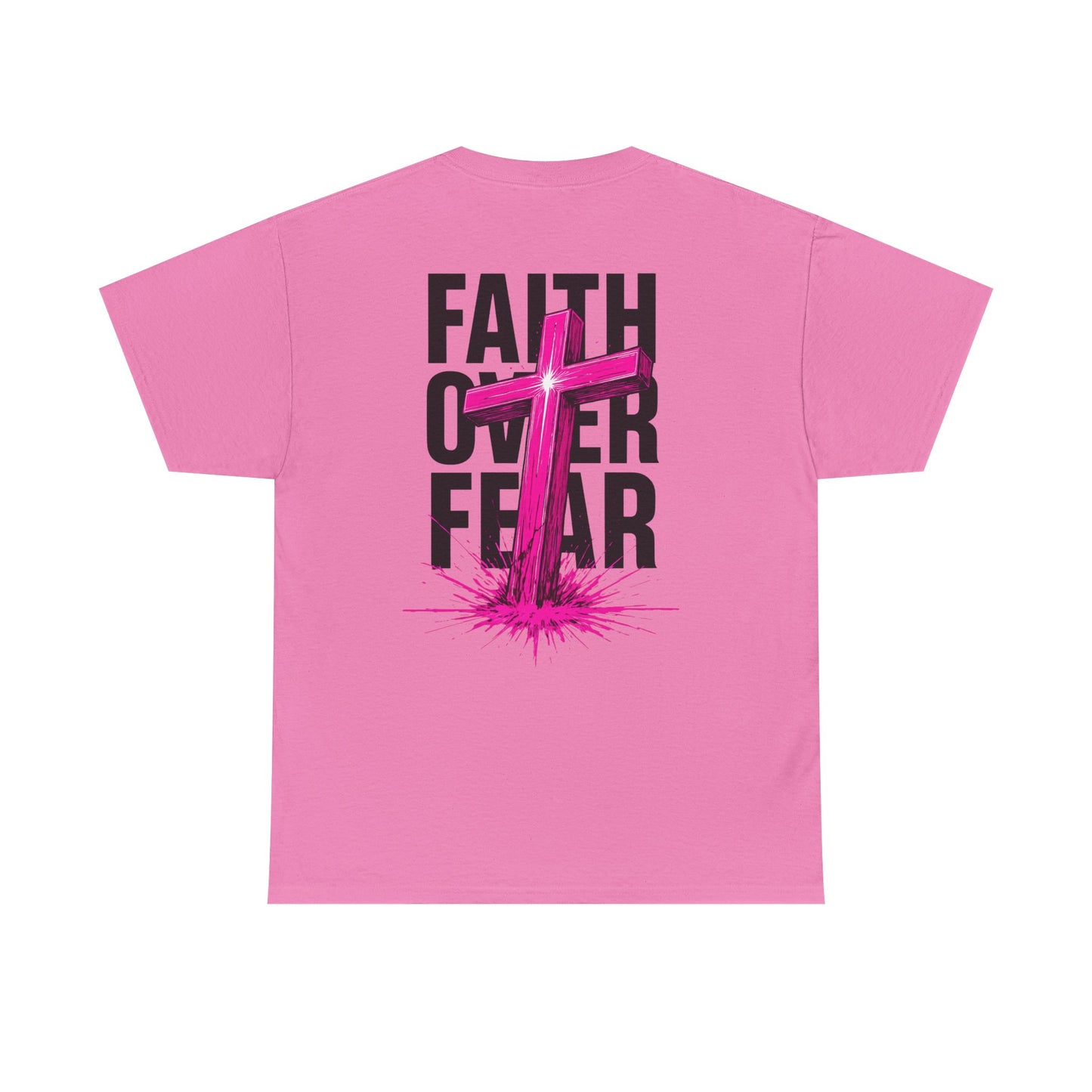 Faith Over Fear T‑Shirt — PINK Christian Cross Graphic Tee