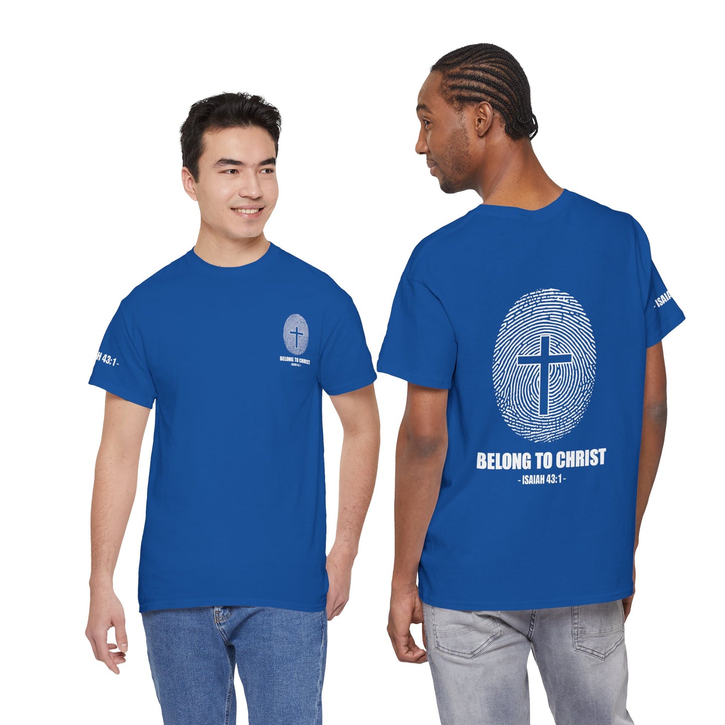 Belong to Christ T-Shirt — Christian Cross Fingerprint Tee (Isaiah 43:1)