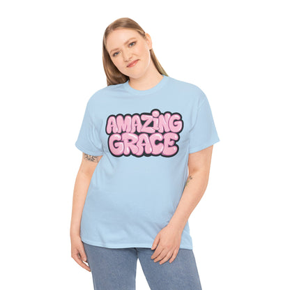 Amazing Grace T-Shirt — Pink Bubble Letter Christian Tee