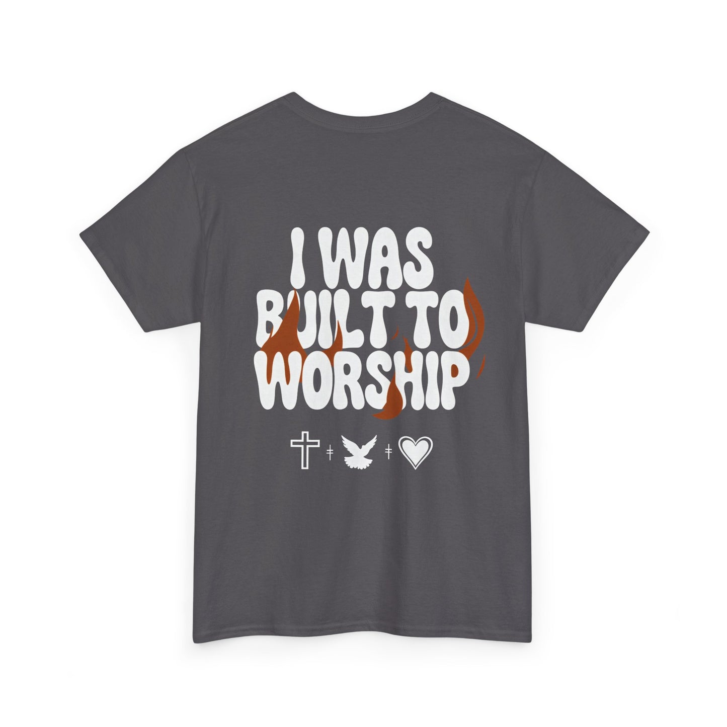 Worship Tee — "I Was Built to Worship" Christian Cross + Dove + Heart T‑Shirt