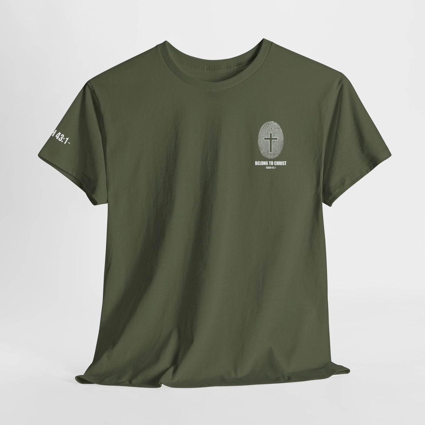 Belong to Christ T-Shirt — Christian Cross Fingerprint Tee (Isaiah 43:1)