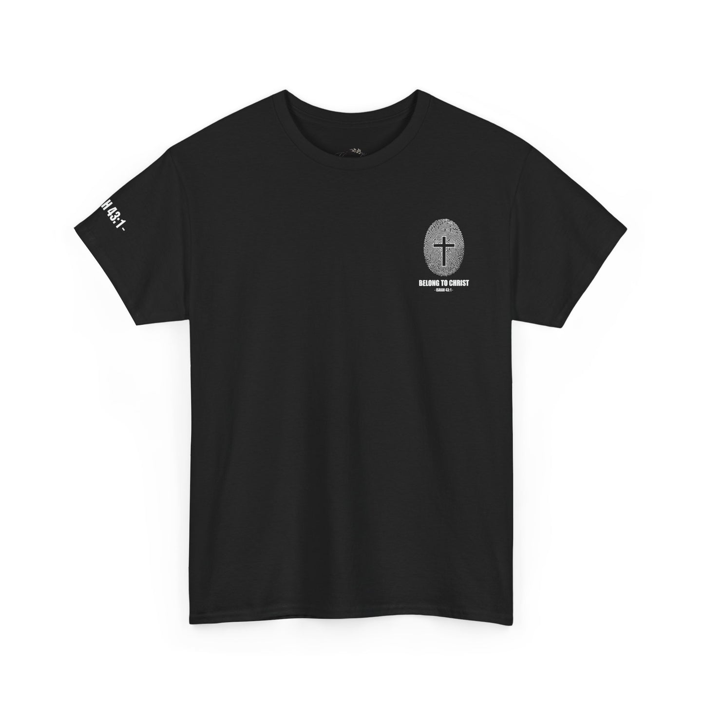 Belong to Christ T-Shirt — Christian Cross Fingerprint Tee (Isaiah 43:1)