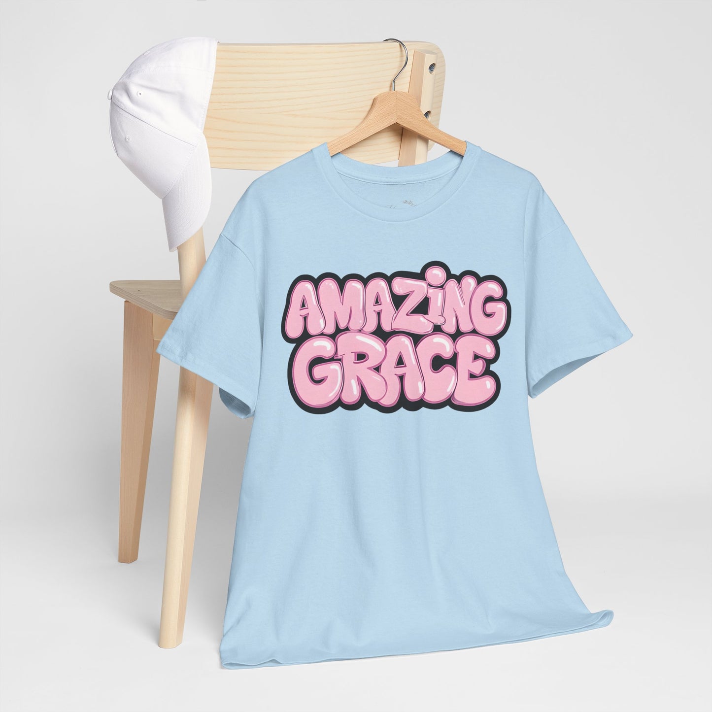 Amazing Grace T-Shirt — Pink Bubble Letter Christian Tee