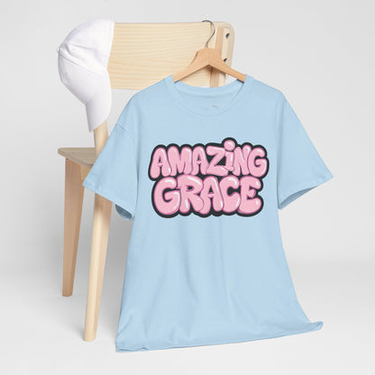 Amazing Grace T-Shirt — Pink Bubble Letter Christian Tee