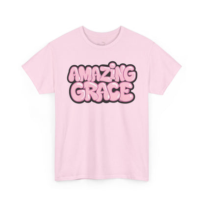 Amazing Grace T-Shirt — Pink Bubble Letter Christian Tee
