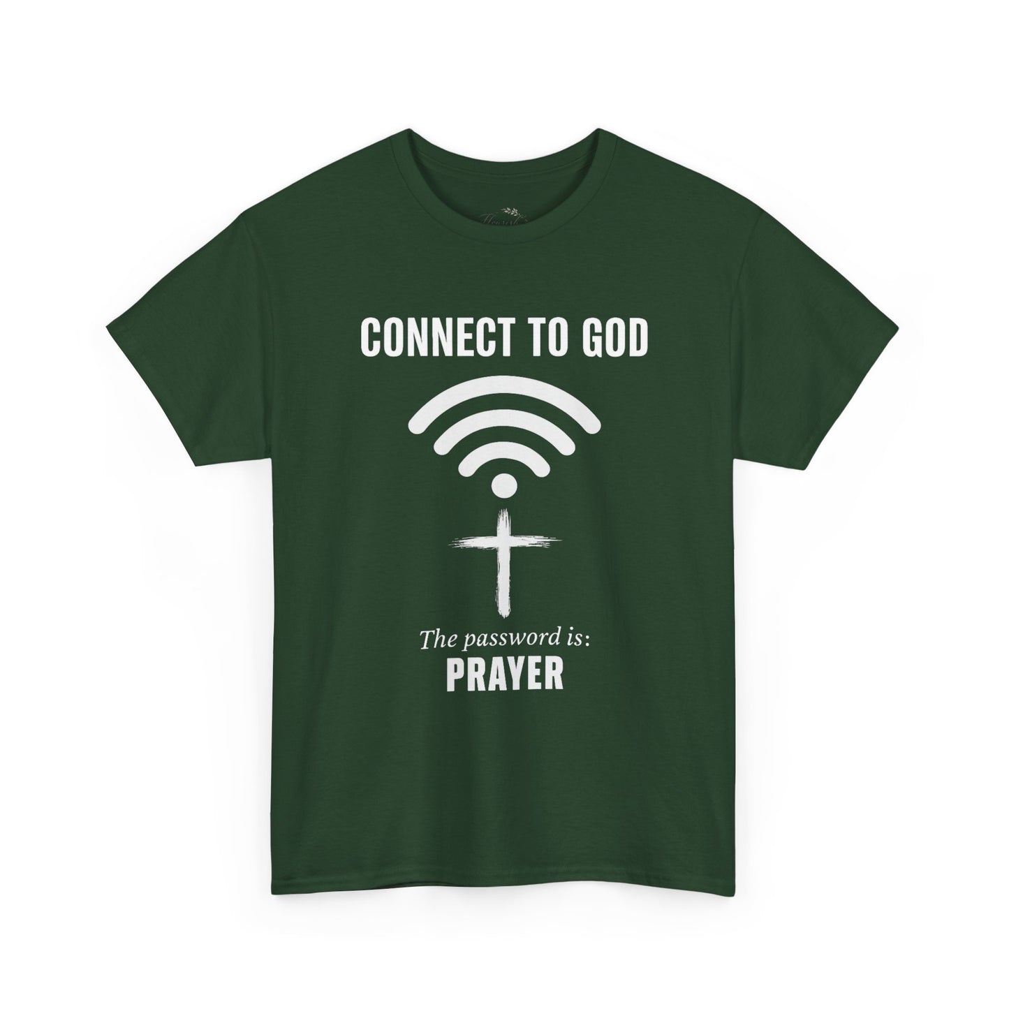(UNISEX) Connect to God Prayer T-Shirt — Christian Faith Tee with Cross WiFi Design
