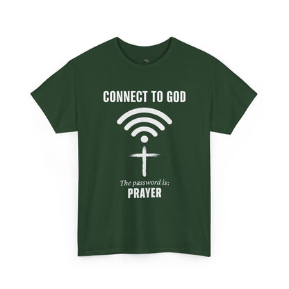 (UNISEX) Connect to God Prayer T-Shirt — Christian Faith Tee with Cross WiFi Design