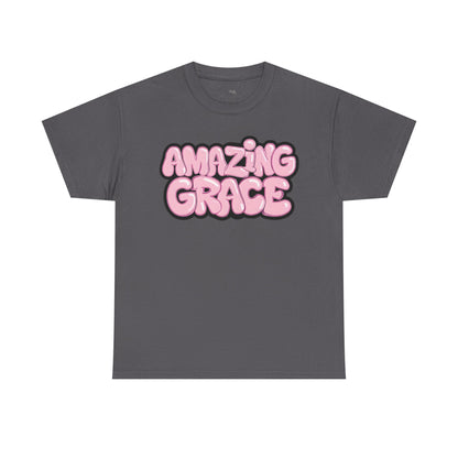 Amazing Grace T-Shirt — Pink Bubble Letter Christian Tee