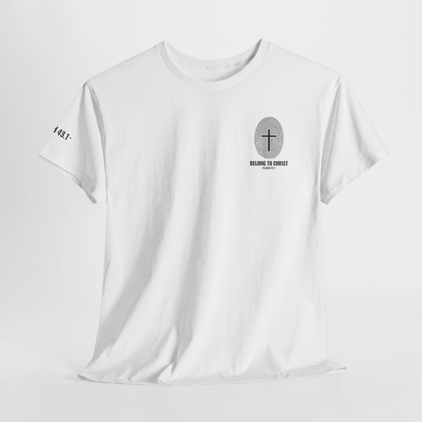 Belong to Christ T-Shirt — Christian Cross Fingerprint Tee (Isaiah 43:1)