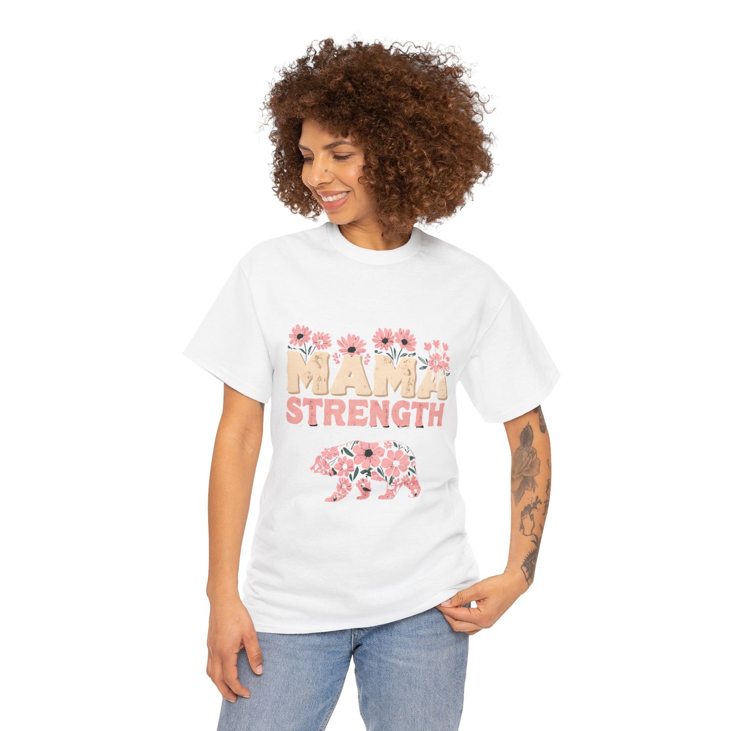 Mama Strength T-Shirt — Floral Mama Bear Tee for Mothers, Mother’s Day Gift