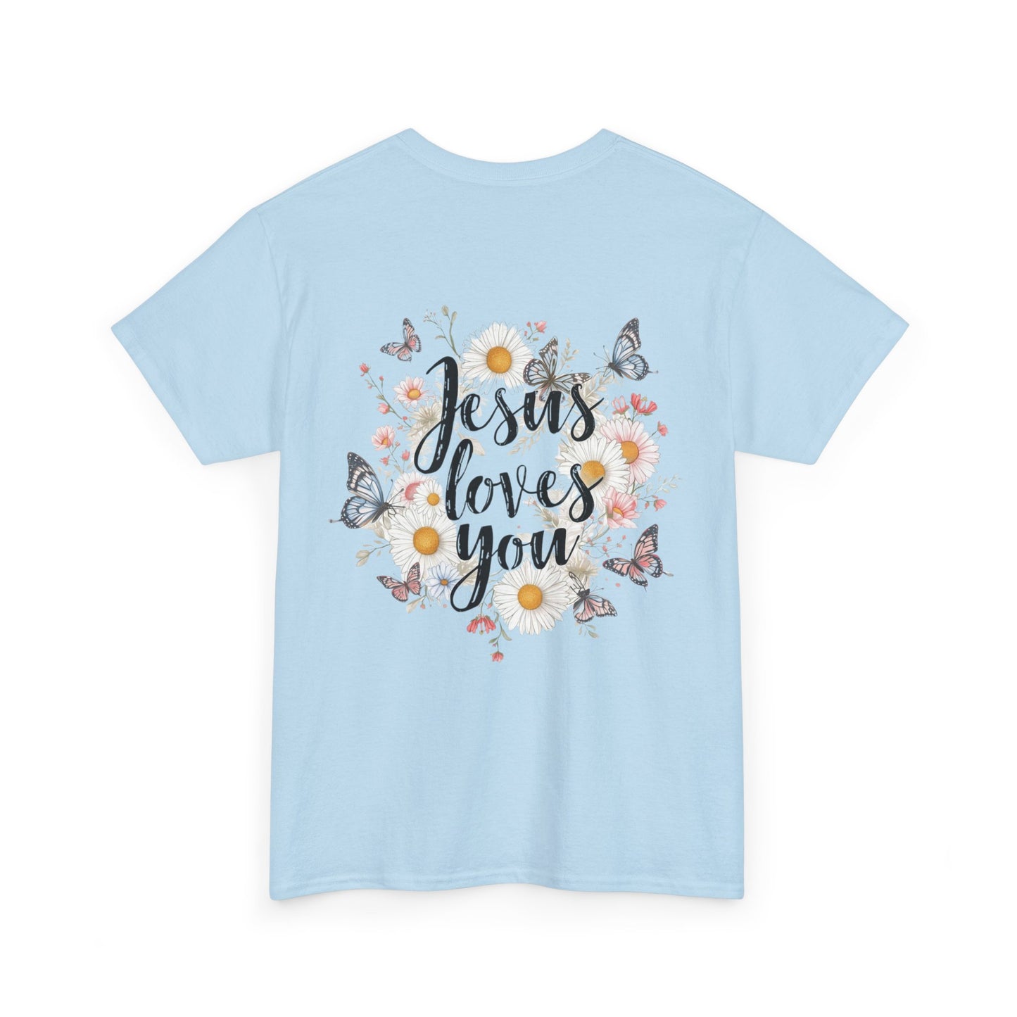 Christian T-Shirt — “Jesus Loves You” Floral Butterfly Tee