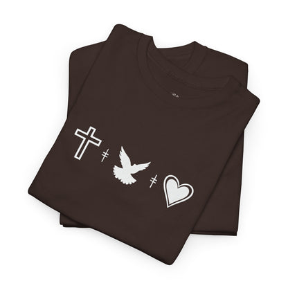 Worship Tee — "I Was Built to Worship" Christian Cross + Dove + Heart T‑Shirt