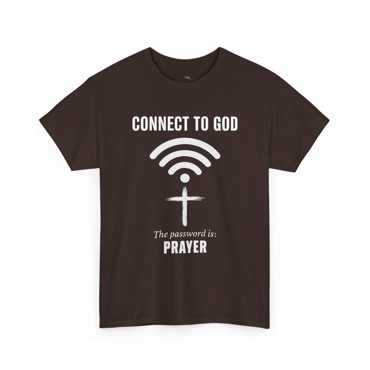 (UNISEX) Connect to God Prayer T-Shirt — Christian Faith Tee with Cross WiFi Design