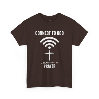 (UNISEX) Connect to God Prayer T-Shirt — Christian Faith Tee with Cross WiFi Design