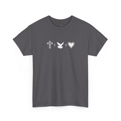 Worship Tee — "I Was Built to Worship" Christian Cross + Dove + Heart T‑Shirt