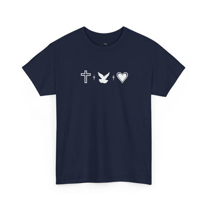 Worship Tee — "I Was Built to Worship" Christian Cross + Dove + Heart T‑Shirt