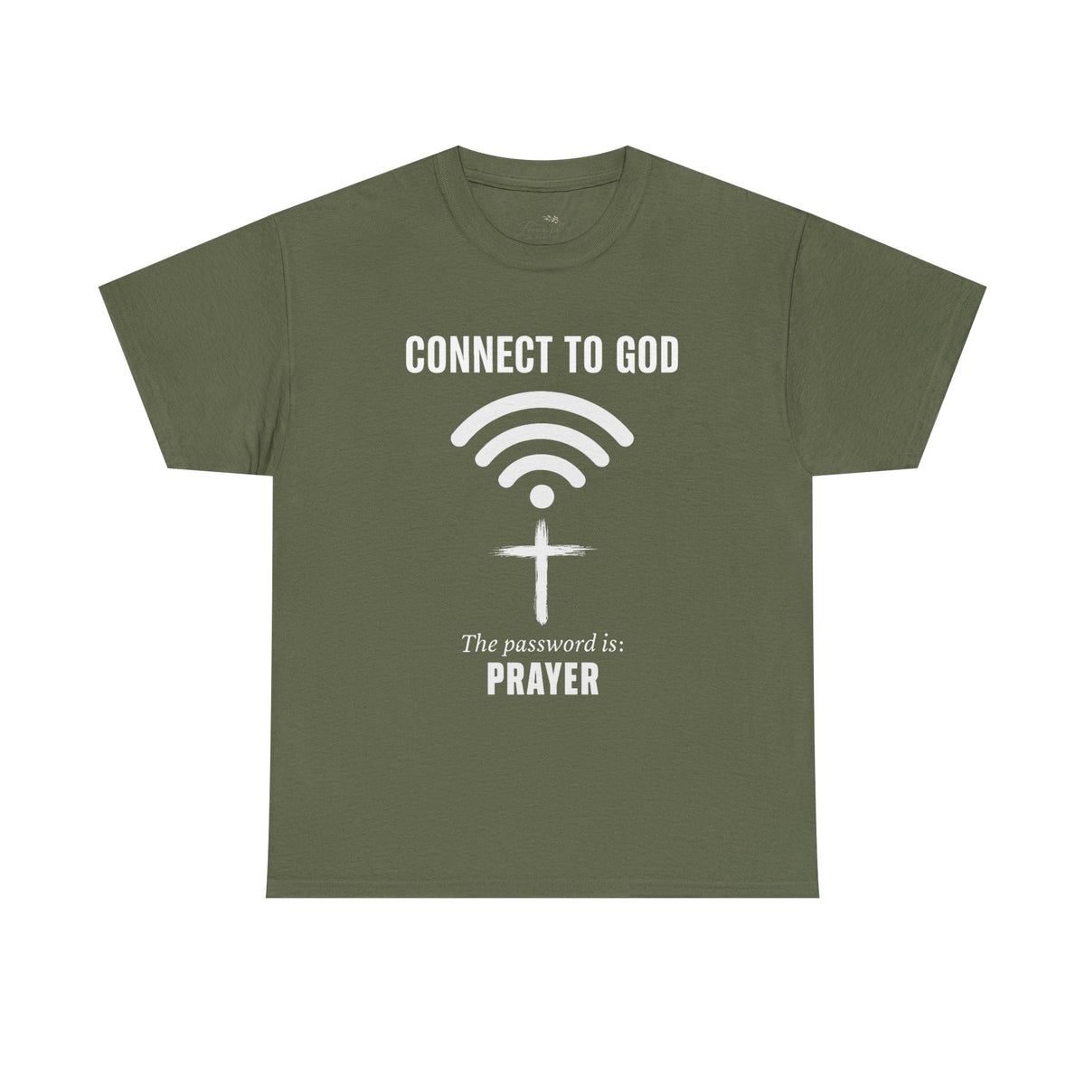 (UNISEX) Connect to God Prayer T-Shirt — Christian Faith Tee with Cross WiFi Design