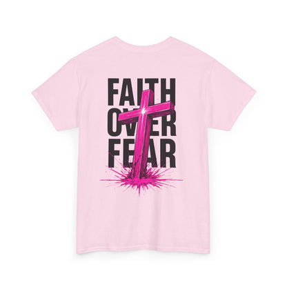 Faith Over Fear T‑Shirt — PINK Christian Cross Graphic Tee