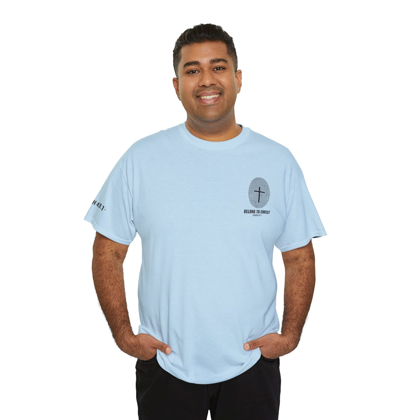Belong to Christ T-Shirt — Christian Cross Fingerprint Tee (Isaiah 43:1)