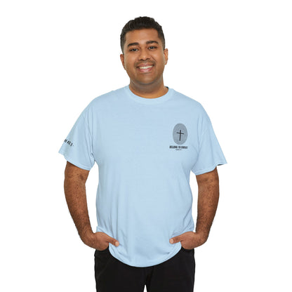 Belong to Christ T-Shirt — Christian Cross Fingerprint Tee (Isaiah 43:1)