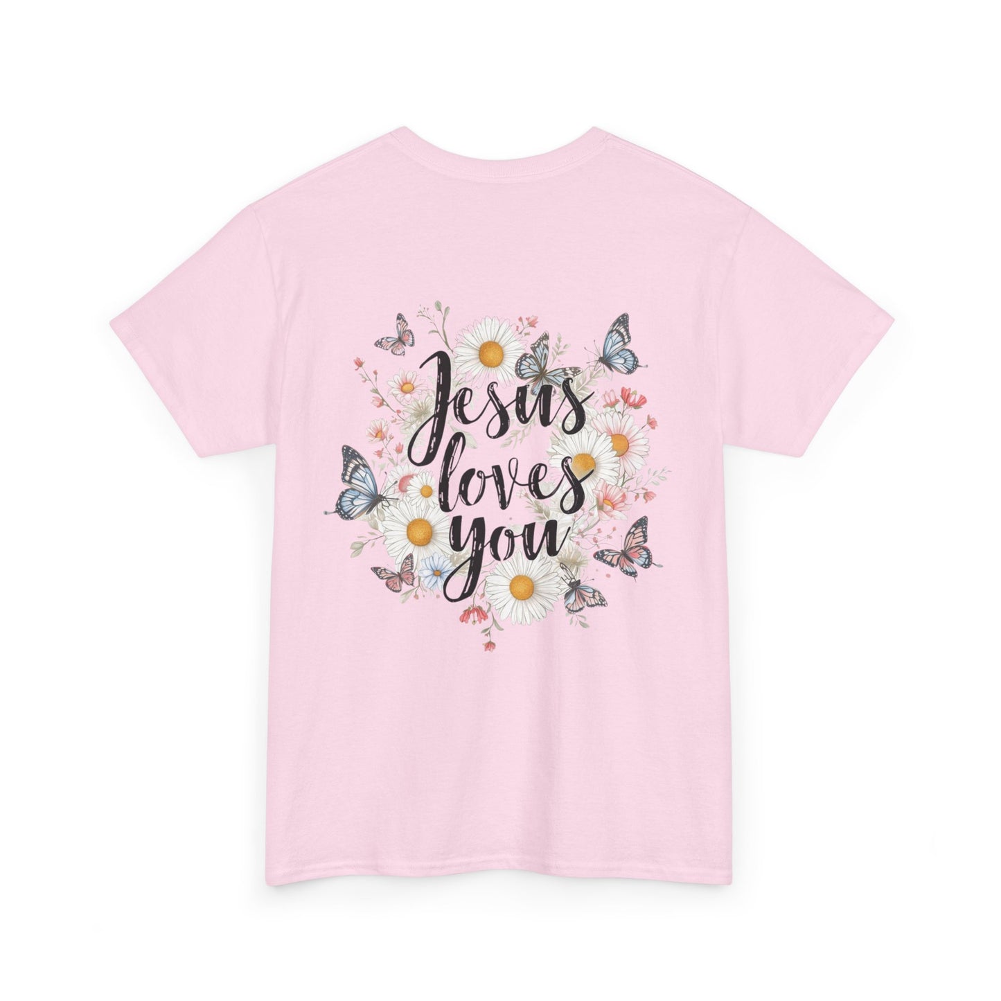 Christian T-Shirt — “Jesus Loves You” Floral Butterfly Tee