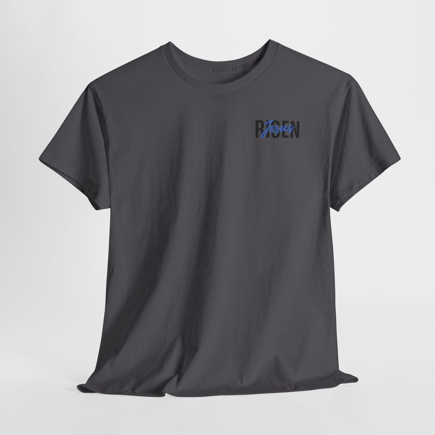 BLUE Risen Jesus Tee — Christian Easter Shirt with Crown of Thorns Design