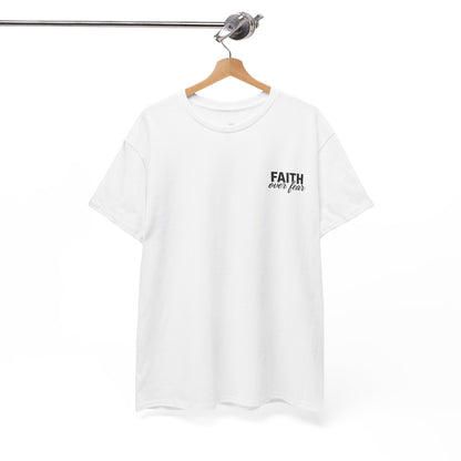 Faith Over Fear T-Shirt — BLUE Christian Cross Inspirational Tee