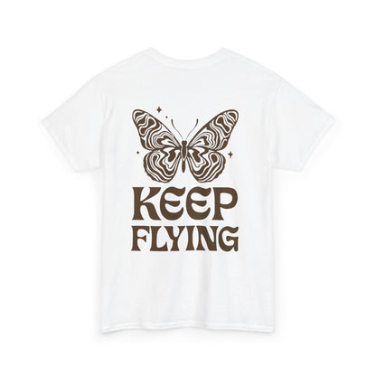 Keep Flying Butterfly Tee — Retro Motivational Graphic Shirt