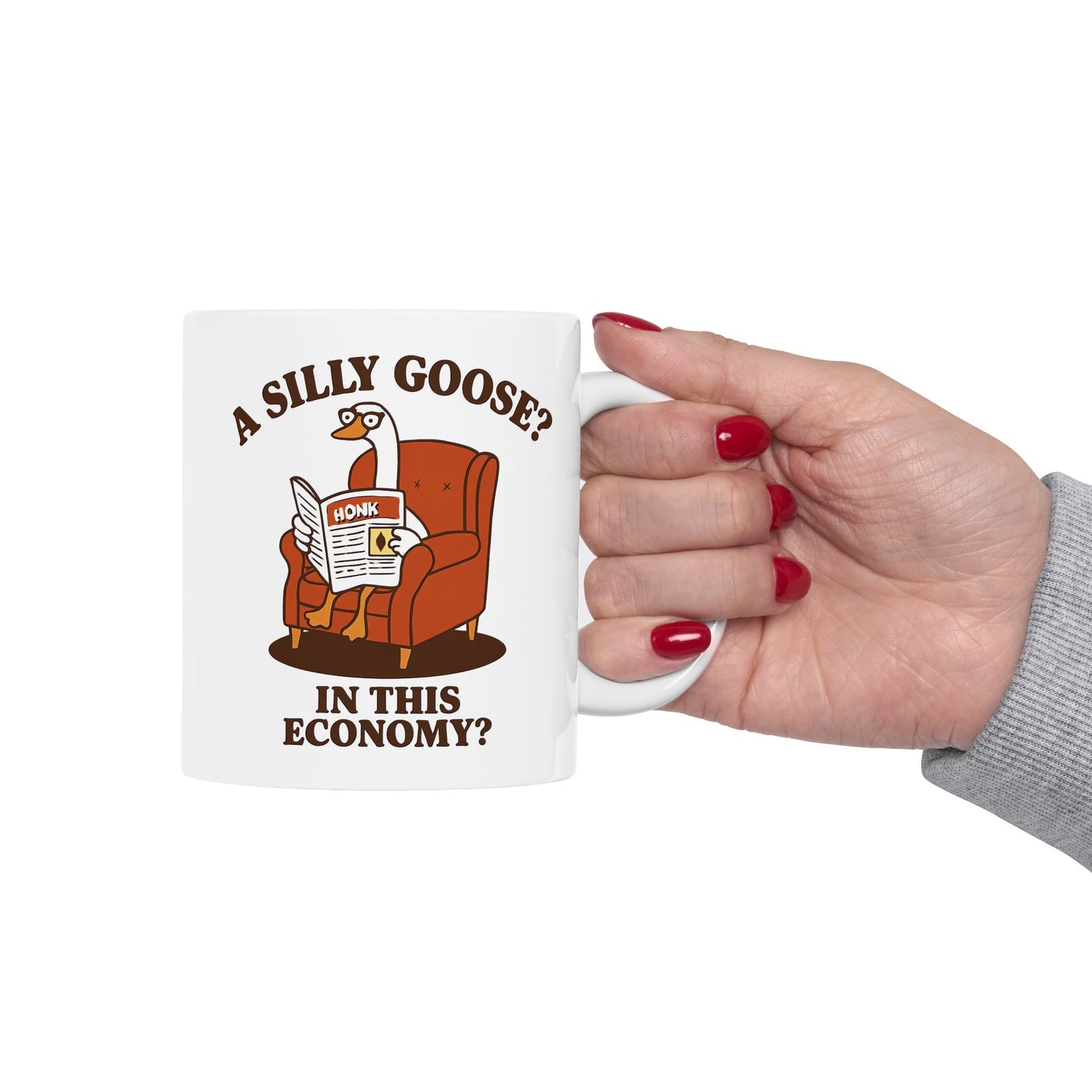 Funny Coffee Mug – “A silly goose? In this economy?” Retro Cartoon Design