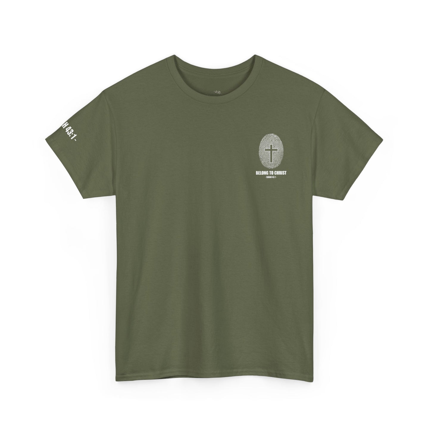 Belong to Christ T-Shirt — Christian Cross Fingerprint Tee (Isaiah 43:1)