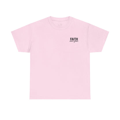 Faith Over Fear T‑Shirt — PINK Christian Cross Graphic Tee