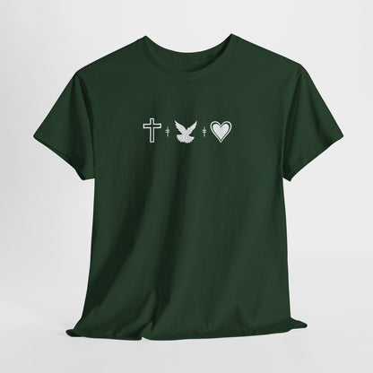 Worship Tee — "I Was Built to Worship" Christian Cross + Dove + Heart T‑Shirt