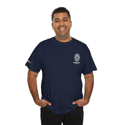 Belong to Christ T-Shirt — Christian Cross Fingerprint Tee (Isaiah 43:1)
